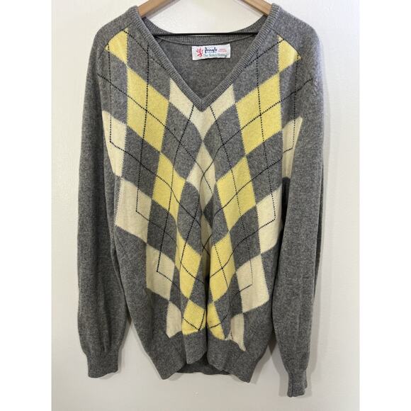 Vtg 90s The Scotch House Academia Preppy Grandpa Argyle Sweater XL Quiet Luxury - Picture 1 of 16